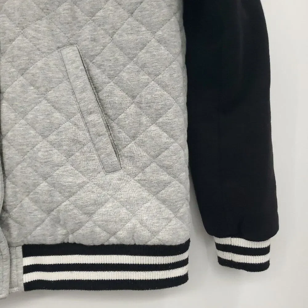 Forever 21 Varsity Jacket Small Womens Gray Quilted Sport Girlfriend - Picture 8 of 11